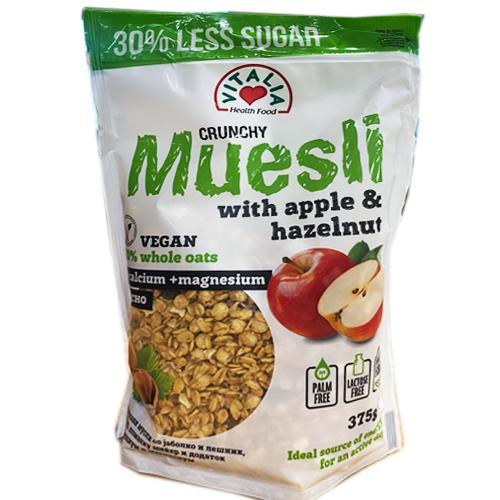 Crunchy Muesli with Apple and Hazelnut 375g (Vitalia) - MezeHub
