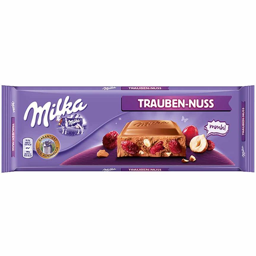 Milka Milk Chocolate w. Raisins And Nuts, Trauben-Nuss  270g (Milka) (4433752293410)