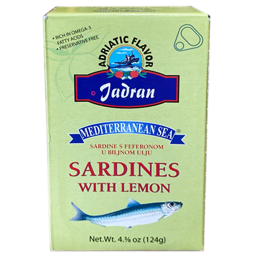 Jadran Mediterranean Sardines with Lemon in Vegetable Oil 124g (Orbe) - MezeHub