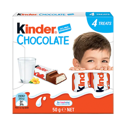 4 Bâtonnets Chocolat au Lait Kinder 50g